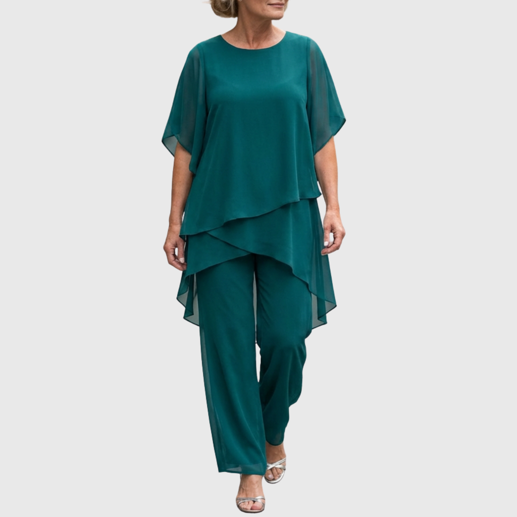 Women’s Layered Top and Wide-Leg Pant Set