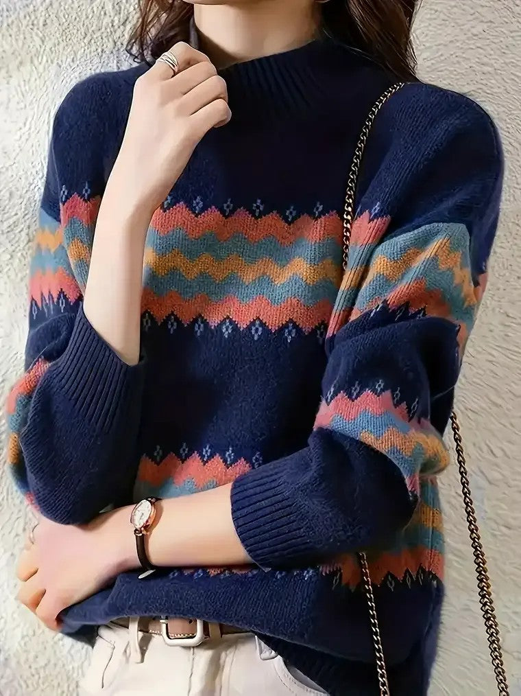 Women’s Geometric Mock Neck Sweater