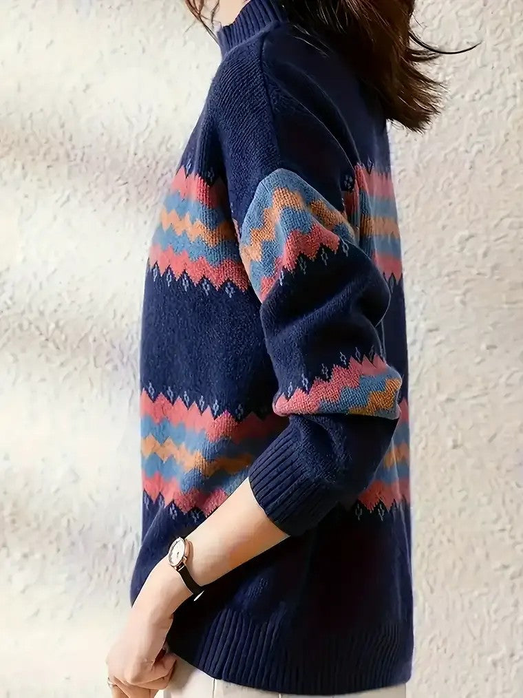 Women’s Geometric Mock Neck Sweater