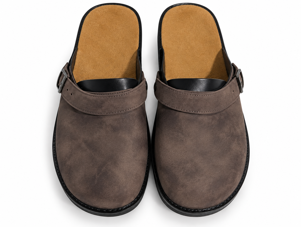 Men's Closed Toe Slip-On Sandals with Buckle