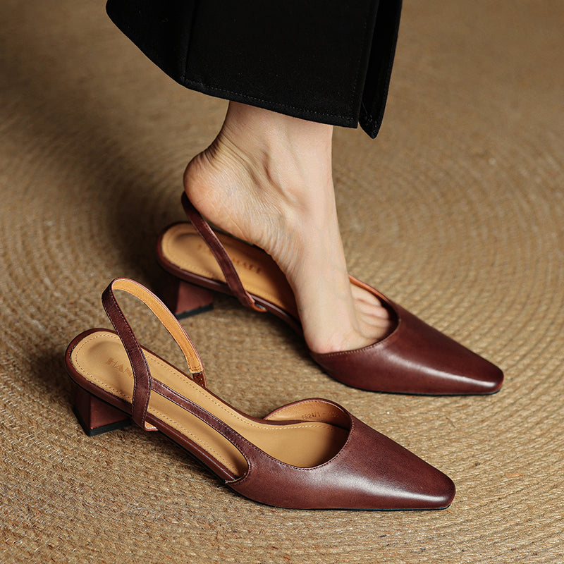 Women's Pointed Toe Slingback Low Heel Pumps