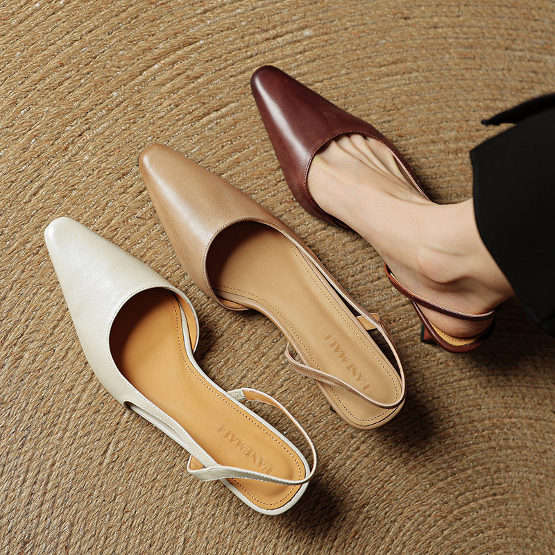 Women's Pointed Toe Slingback Low Heel Pumps