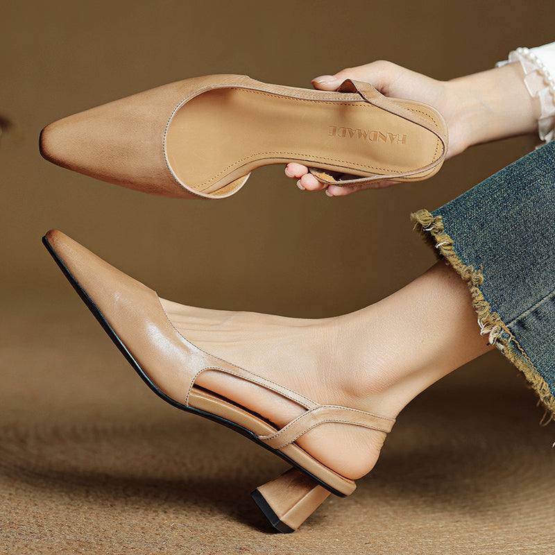 Women's Pointed Toe Slingback Low Heel Pumps
