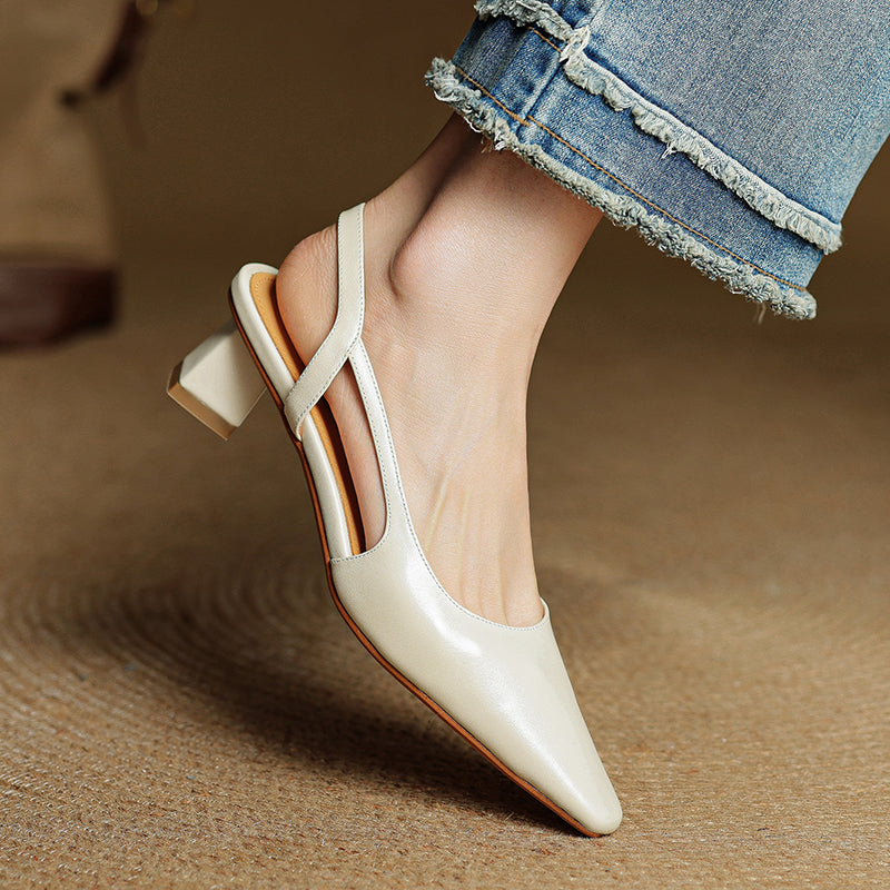 Women's Pointed Toe Slingback Low Heel Pumps