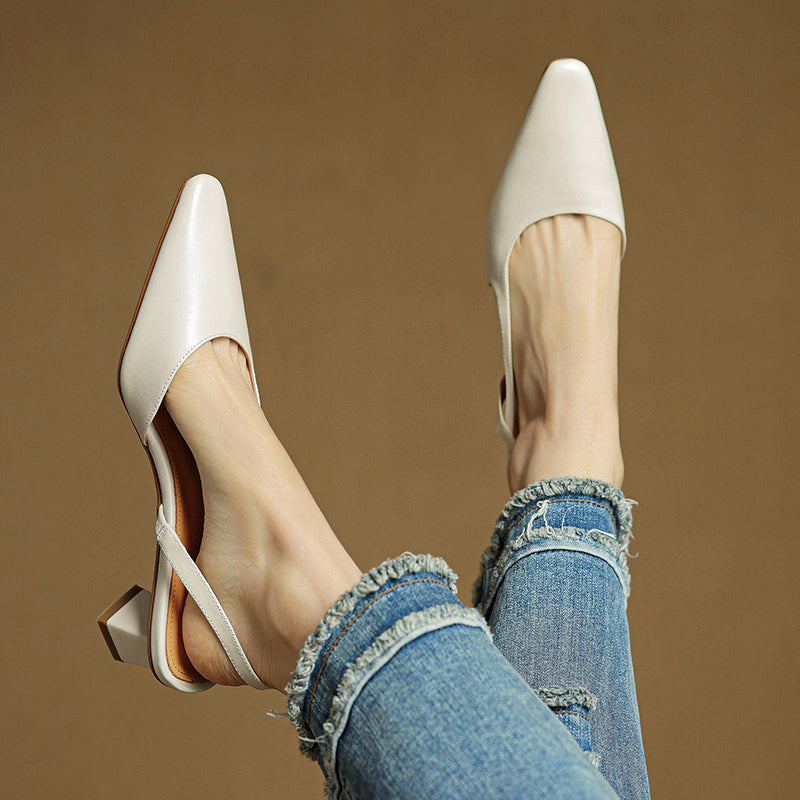 Women's Pointed Toe Slingback Low Heel Pumps