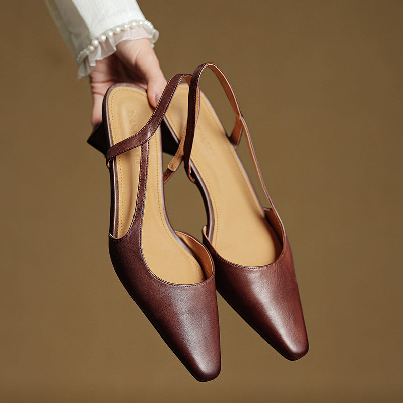 Women's Pointed Toe Slingback Low Heel Pumps