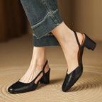 Women's Square Toe Slingback Block Heel Pumps