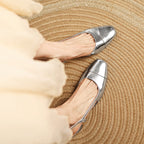 Women's Square Toe Slingback Block Heel Pumps