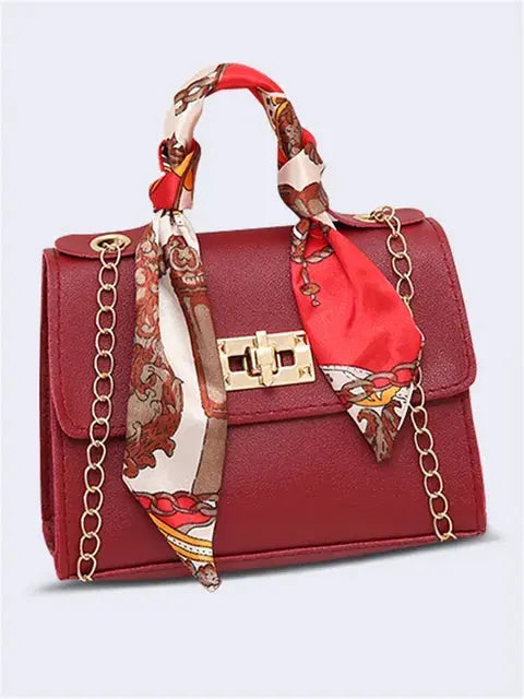 Women's Structured Handbag with Scarf Detail