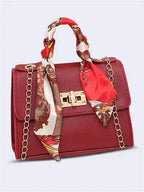 Women's Structured Handbag with Scarf Detail