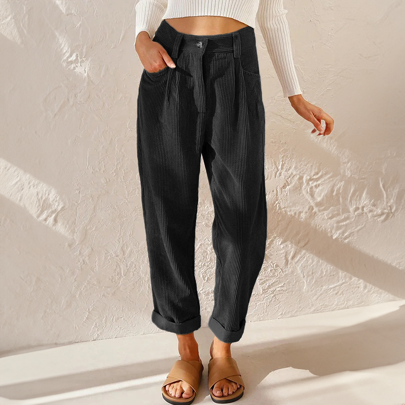 Women's High Waisted Straight Leg Corduroy Pants
