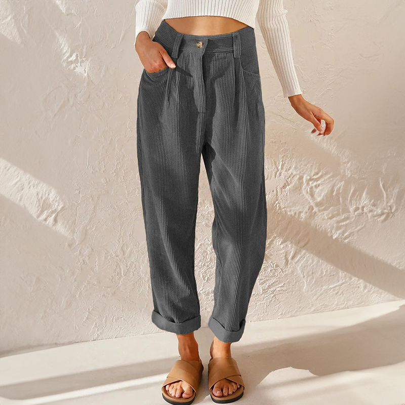 Women's High Waisted Straight Leg Corduroy Pants