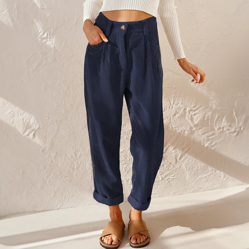 Women's High Waisted Straight Leg Corduroy Pants