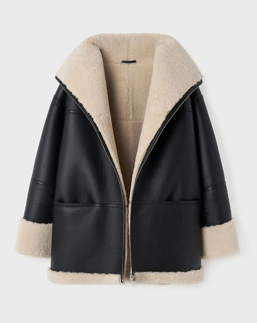 Women's Oversized Jacket with Contrast Trim