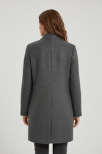 Women's Mid-Length Coat with Stand Collar