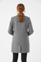 Women's Mid-Length Coat with Stand Collar