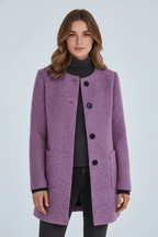Women's Mid-Length Coat with Stand Collar
