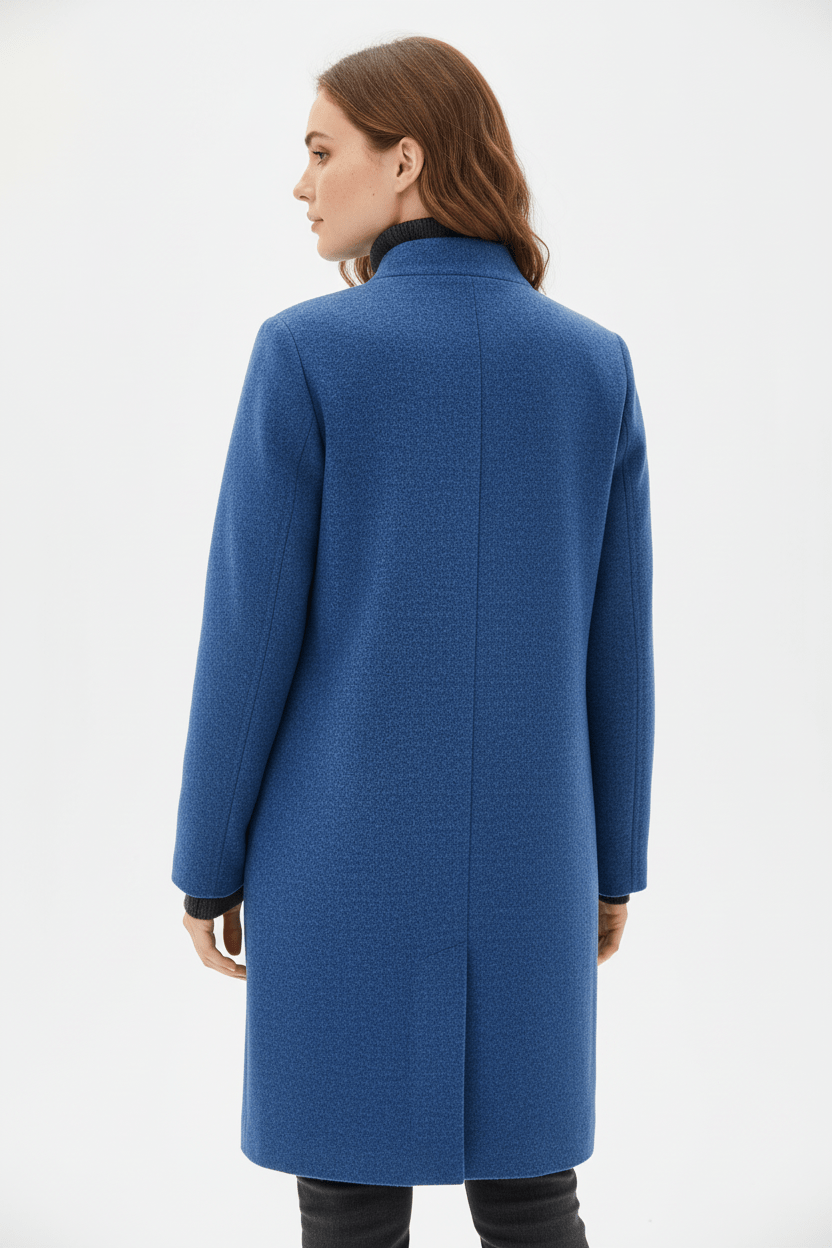 Women's Mid-Length Coat with Stand Collar