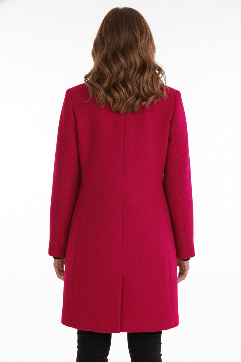 Women's Mid-Length Coat with Stand Collar