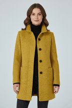Women's Mid-Length Coat with Stand Collar