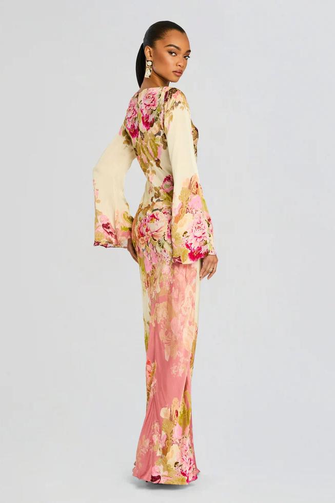 Women's Floral Long Sleeve Maxi Dress