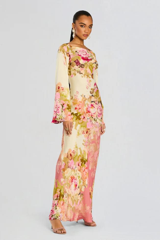 Women's Floral Long Sleeve Maxi Dress