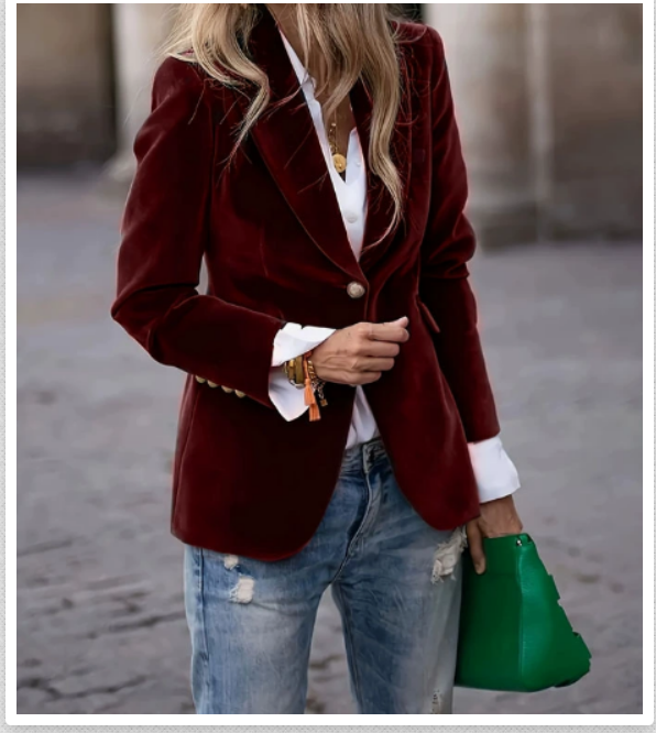 Women’s Single-Button Velvet-Look Blazer