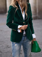 Women’s Single-Button Velvet-Look Blazer