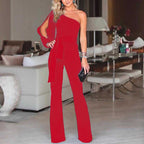 Women's One Shoulder Belted Jumpsuit