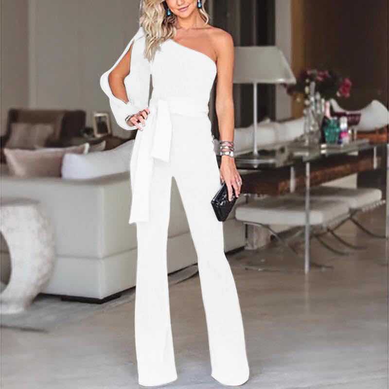 Women's One Shoulder Belted Jumpsuit