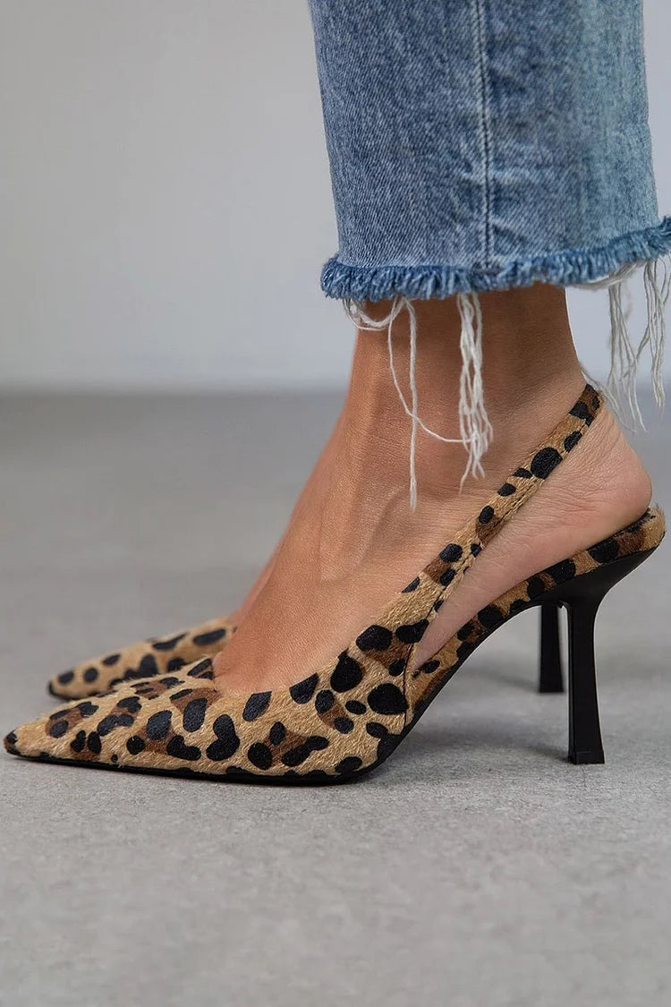 Women's Leopard Slingback Heels
