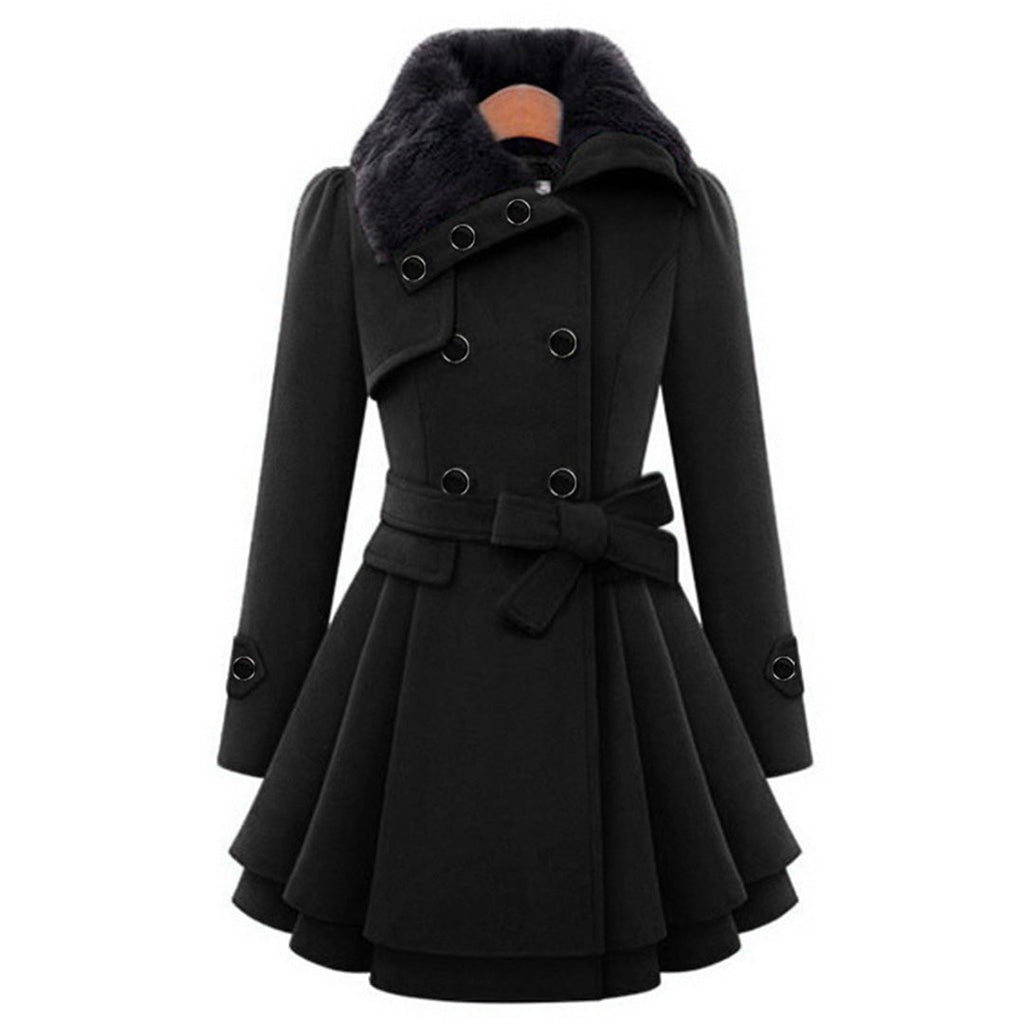 Women’s Double-Breasted Belted Winter Coat