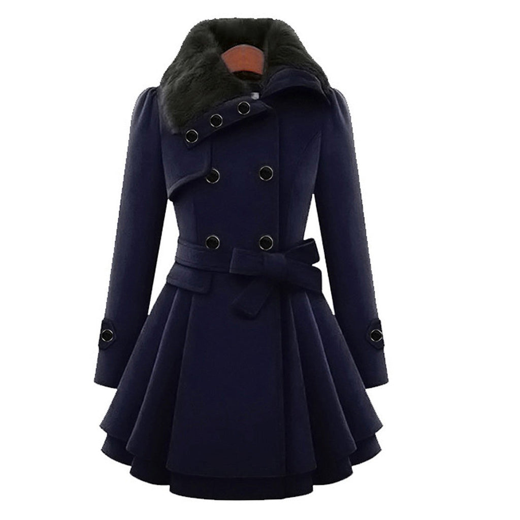 Women’s Double-Breasted Belted Winter Coat