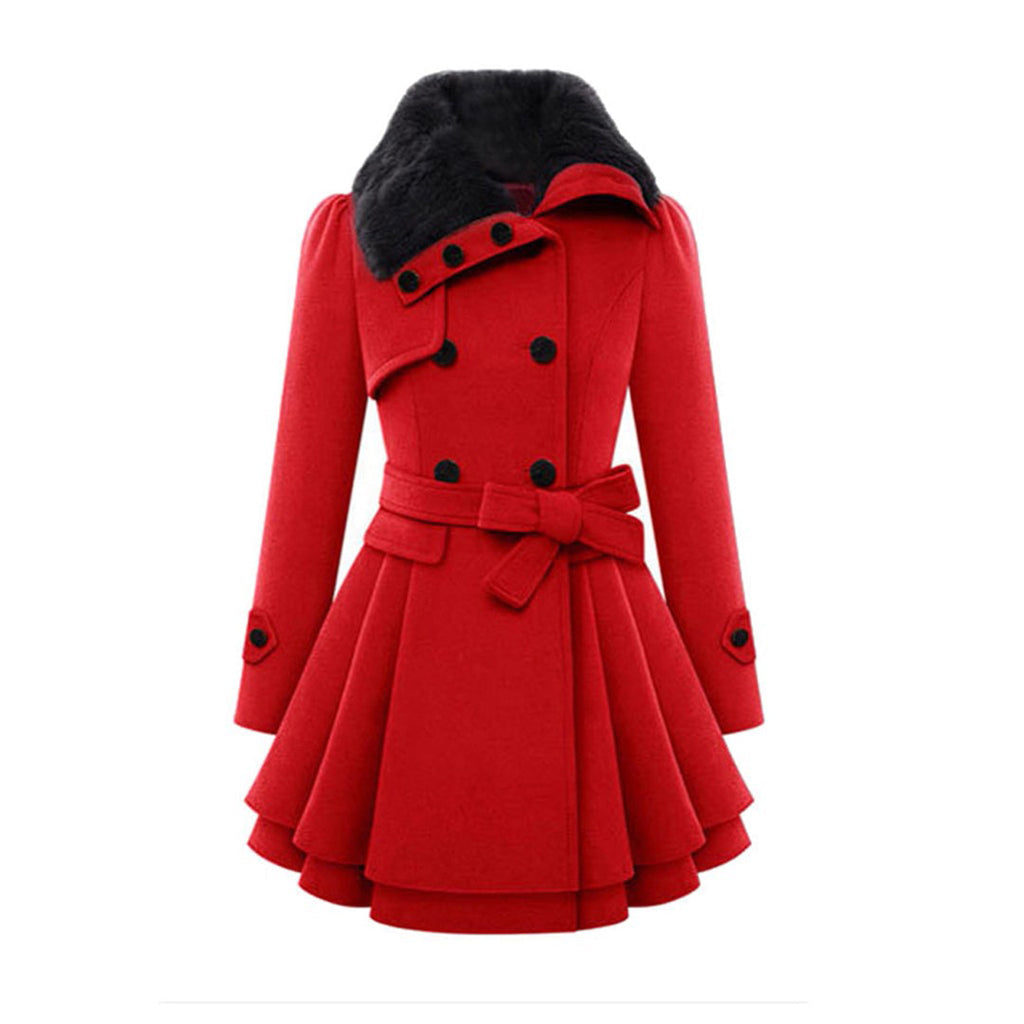 Women’s Double-Breasted Belted Winter Coat