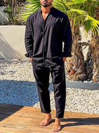 Men's Linen Look Shirt and Pants Set