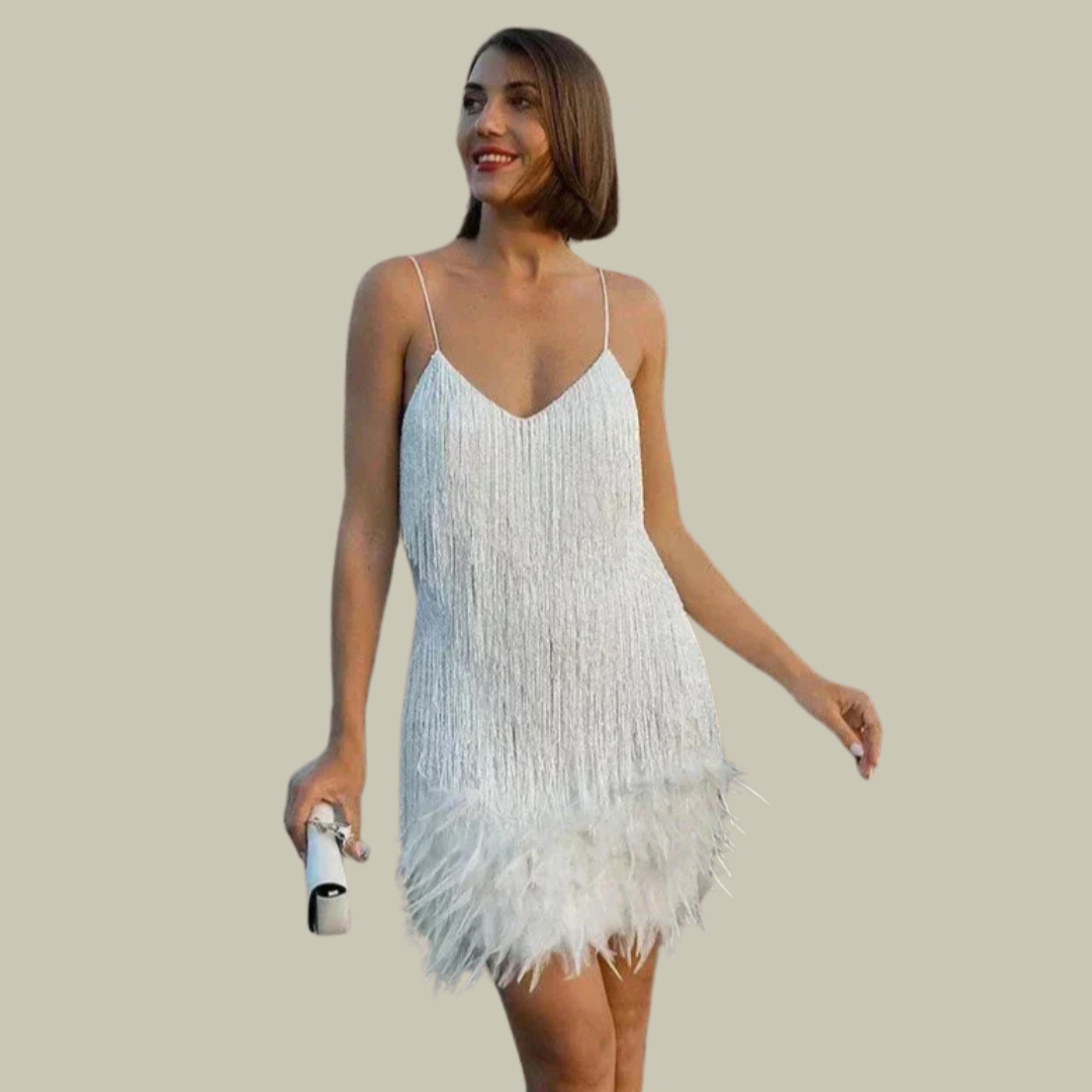 Women's Fringe V-Neck Mini Dress