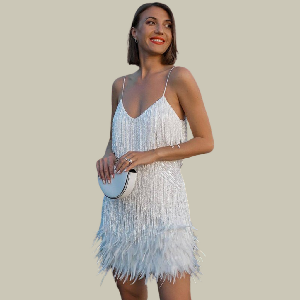 Women's Fringe V-Neck Mini Dress