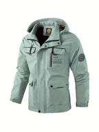 Men's Hooded Utility Jacket with Multiple Pockets