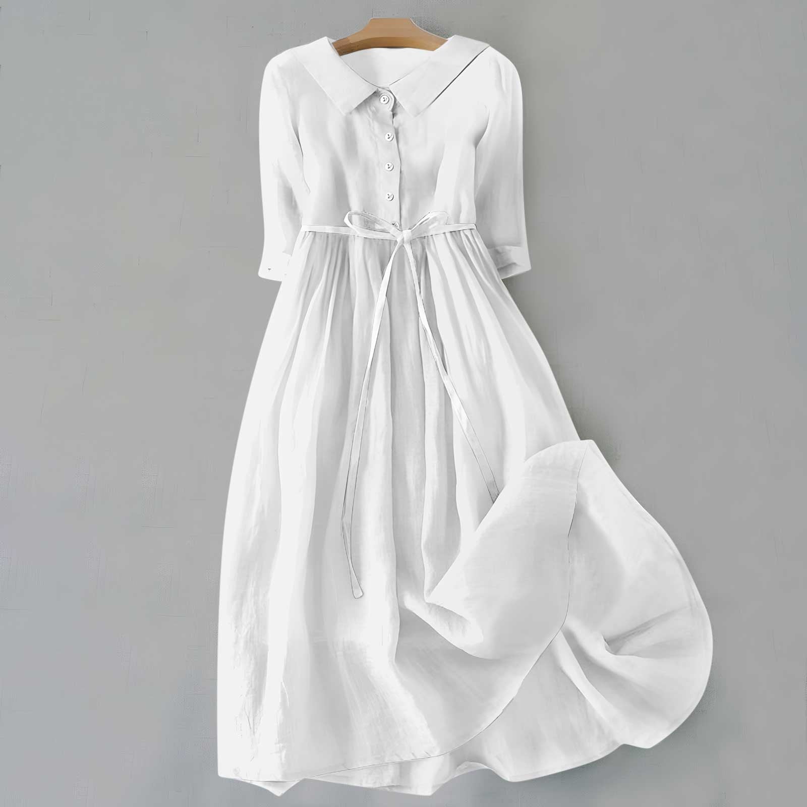 Women’s Tie-Waist Button-Front Maxi Dress