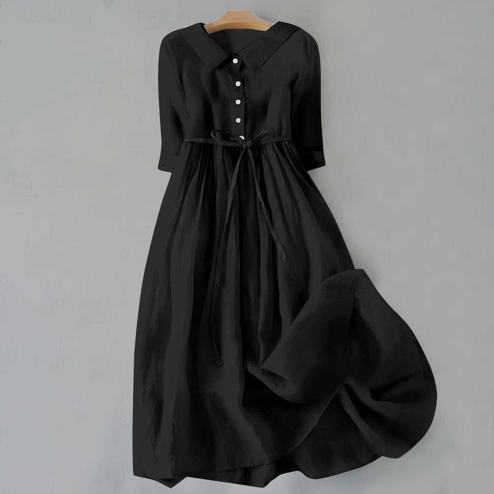 Women’s Tie-Waist Button-Front Maxi Dress