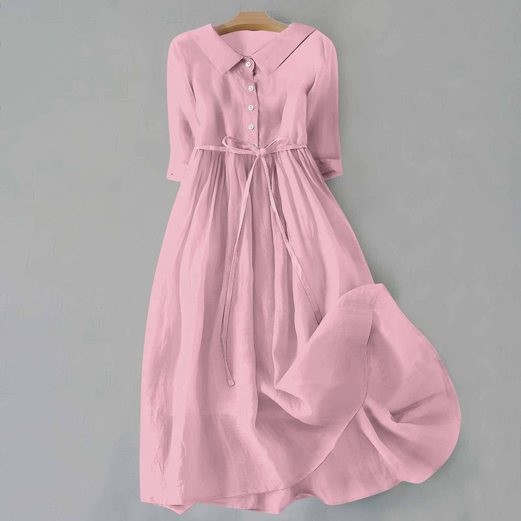 Women’s Tie-Waist Button-Front Maxi Dress