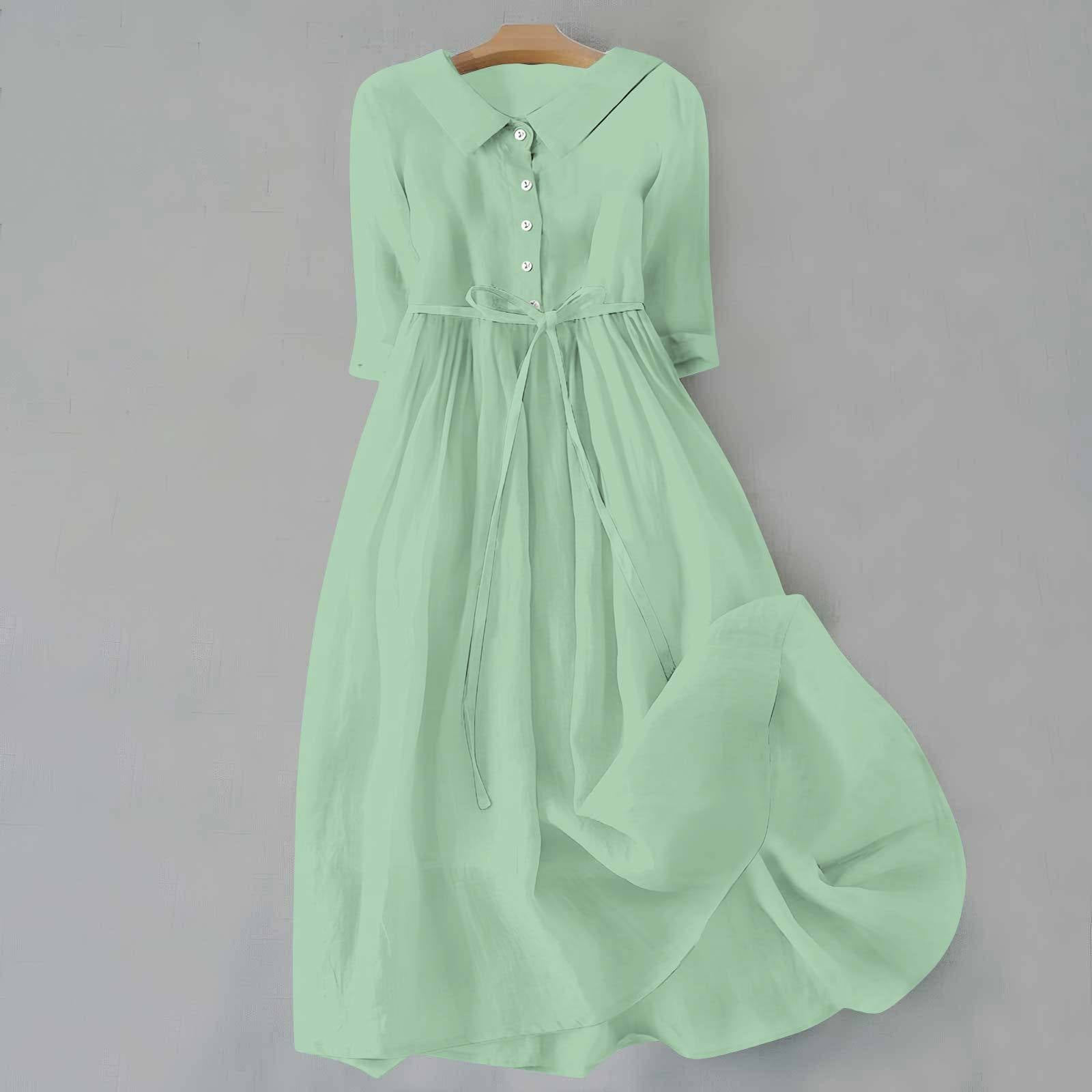 Women’s Tie-Waist Button-Front Maxi Dress