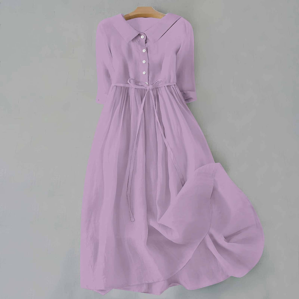 Women’s Tie-Waist Button-Front Maxi Dress