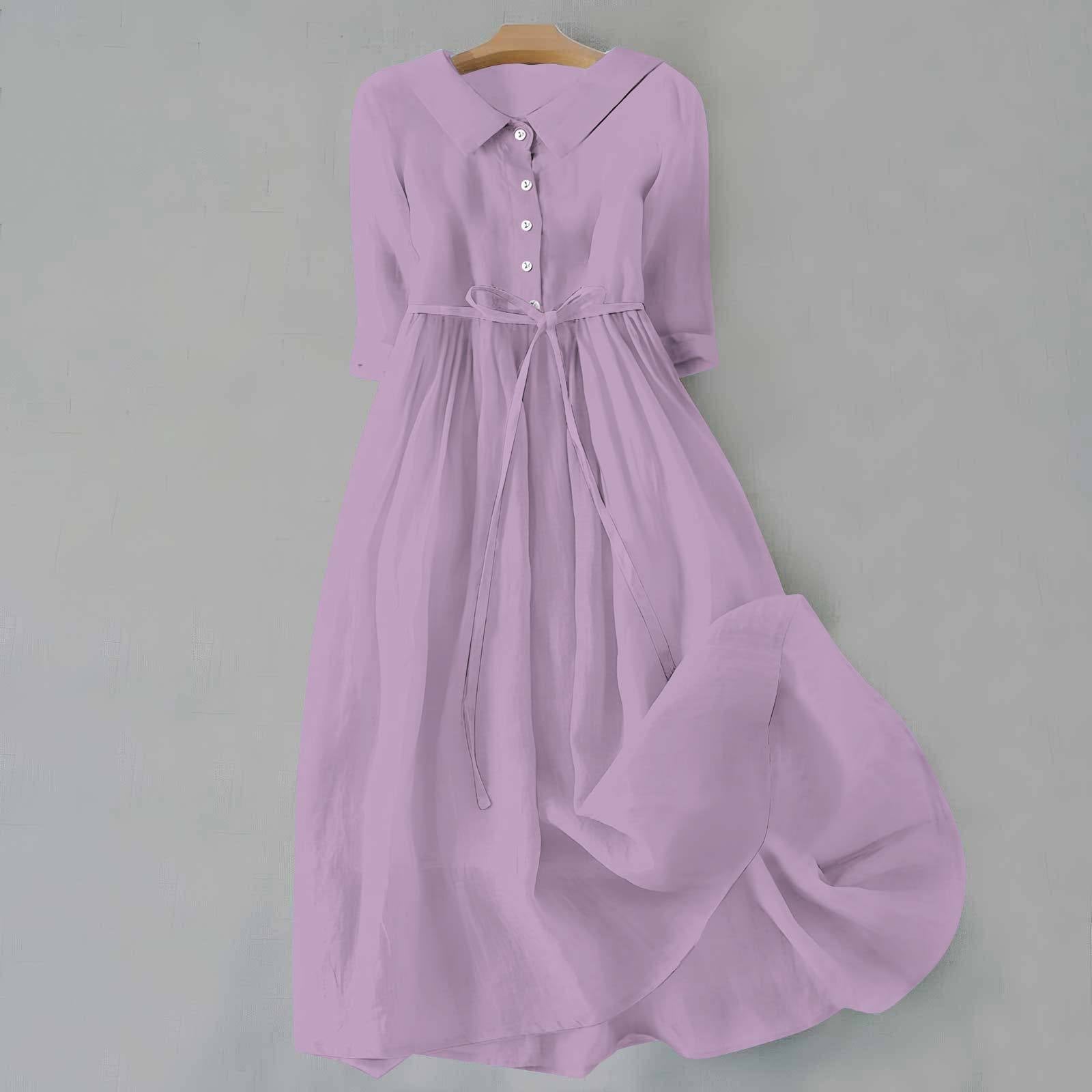 Women’s Tie-Waist Button-Front Maxi Dress
