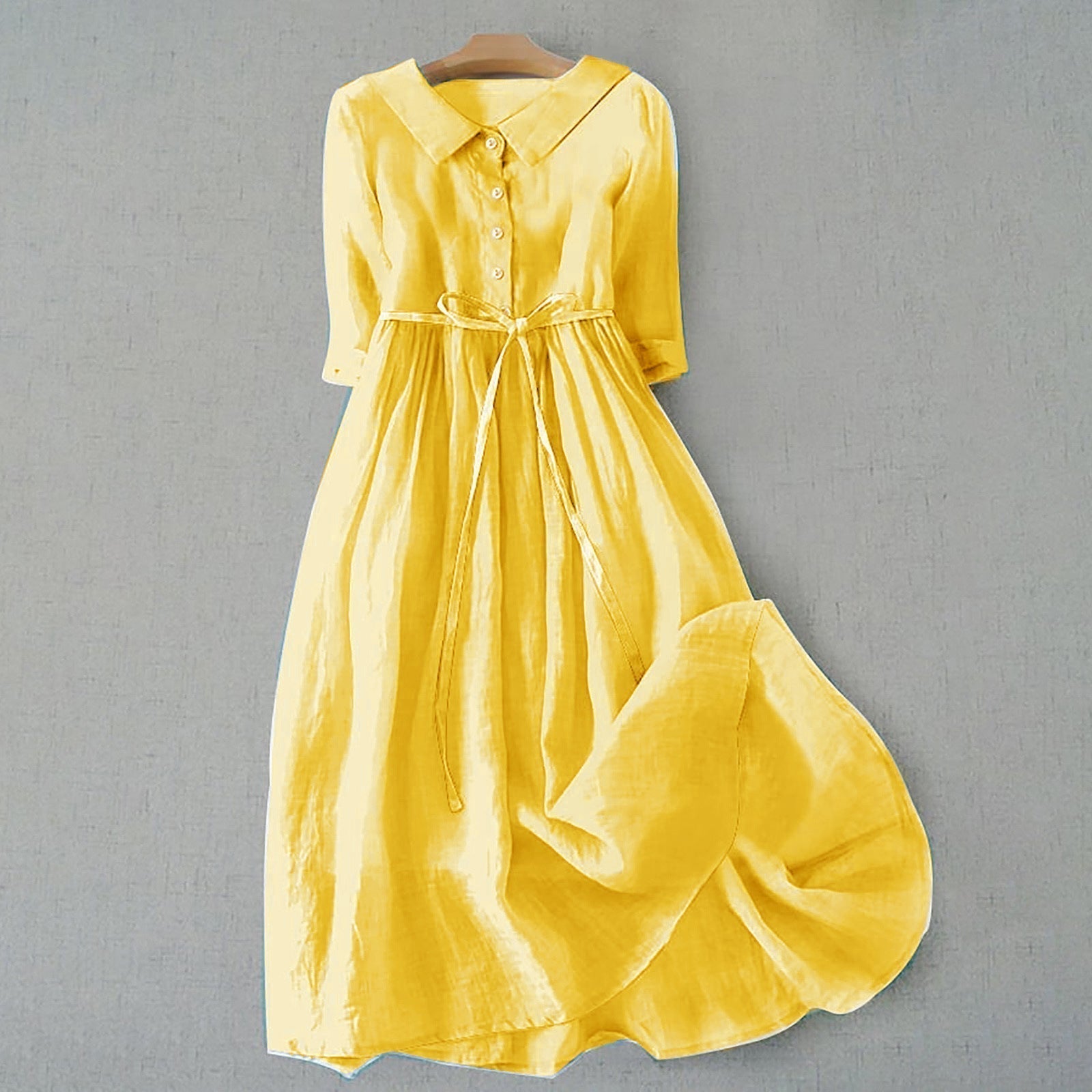 Women’s Tie-Waist Button-Front Maxi Dress
