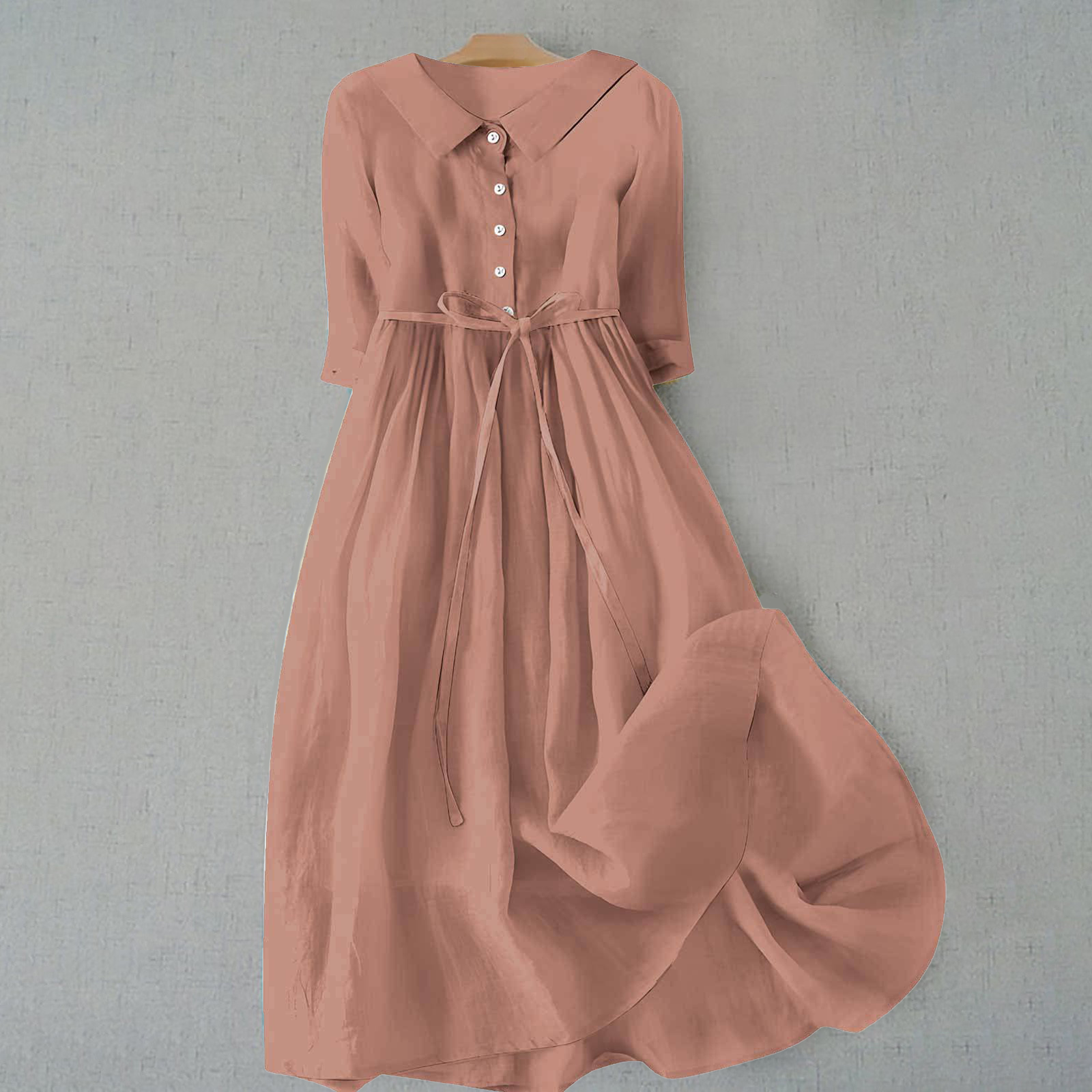 Women’s Tie-Waist Button-Front Maxi Dress