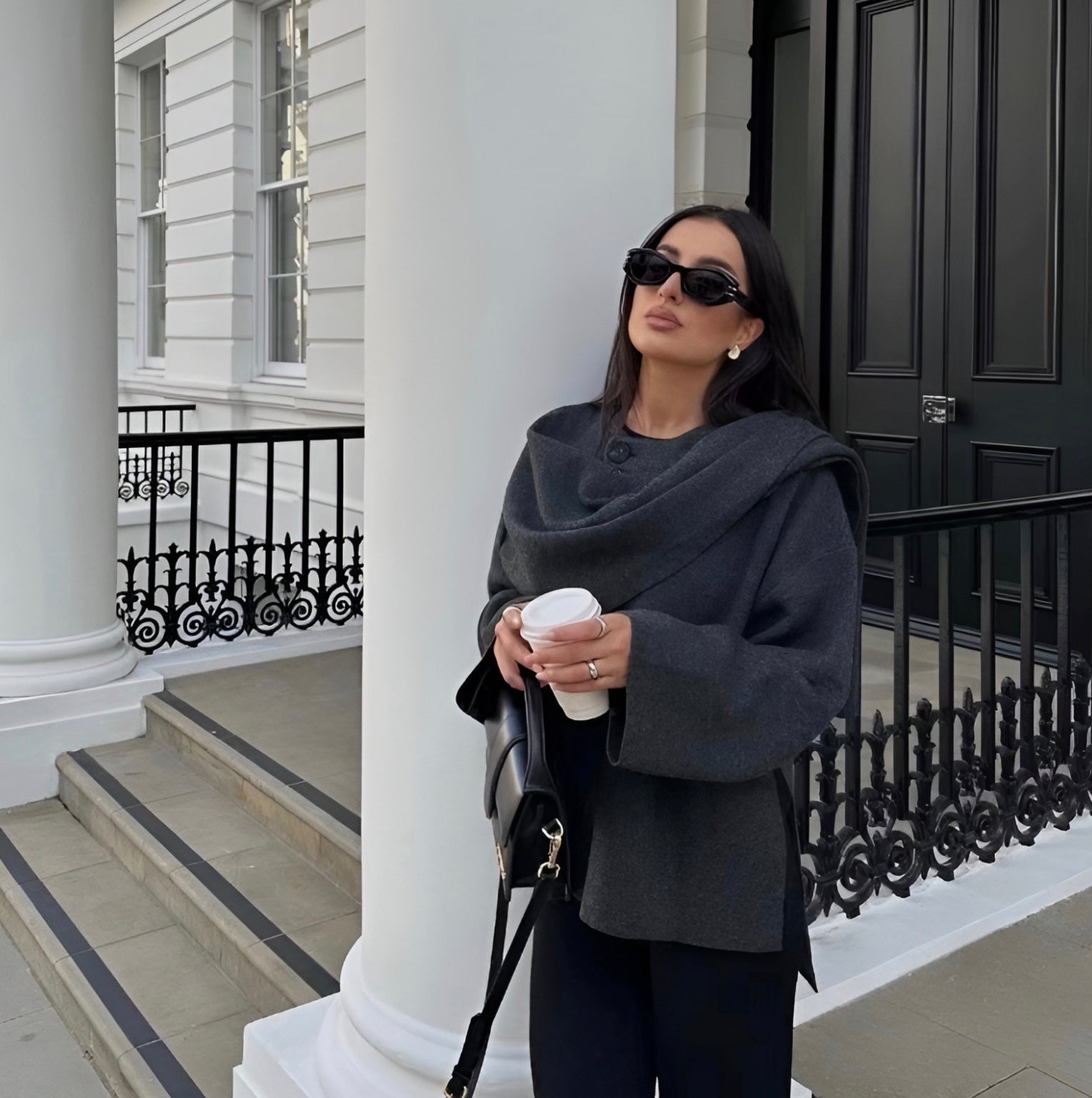 Women’s Asymmetrical Draped-Neck Knit Sweater