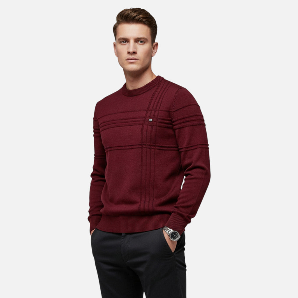 Men's Textured Crew Neck Sweater