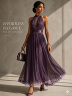 Women’s Elegant Pleated Maxi Dress