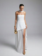 Women's Strapless Asymmetric Maxi Dress